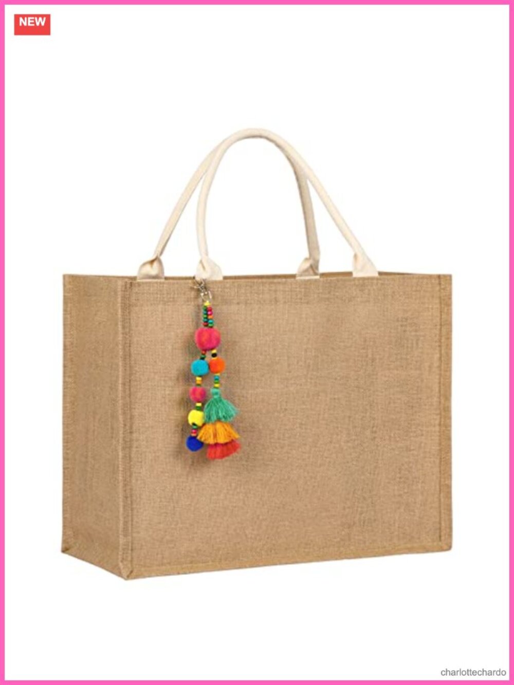 Large Woven Jute Straw Beach Tote Bag Waterproof Summer Shopping Travel